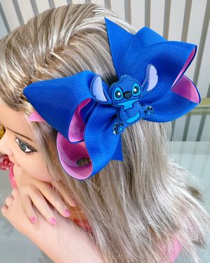 Laço Infantil Azul e Rosa da Lilo e Stitch Angel Festas Luxo