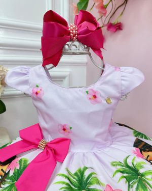 Vestido Infantil Moana Baby Lilás C/ Broche Luxo Festas