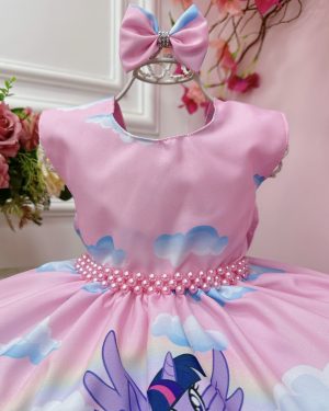 Vestido Infantil My Little Pony Rosa Claro Festas