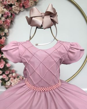 Vestido Infantil Rose C/ Busto Nervura Festas Daminhas