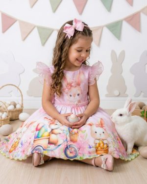 Vestido Marie Coelhinho Rosa Bebe