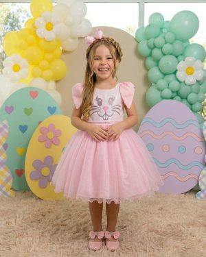 Vestido Marie Tematico Luxo Coelho/Coelhinho Pascoa