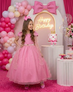 Vestido Banana Club Longo Diamante Rosa Chiclete