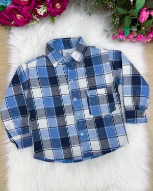 Camisa Flanelada Xadrez Junina James Azul