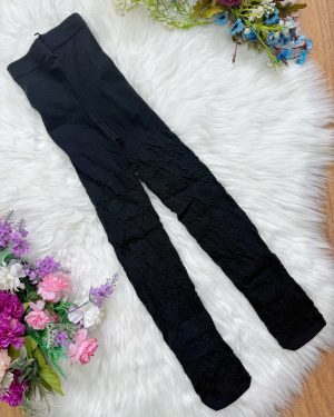 Meia Calça Infantil Algodão Preta Fio 80