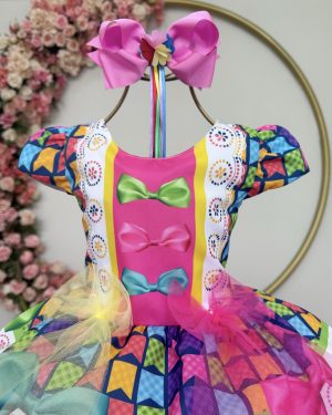Vestido Infantil Junino Caipira Arraiá Colorido