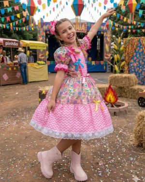 Vestido Marie Junino Quermesse de Luxo Pink