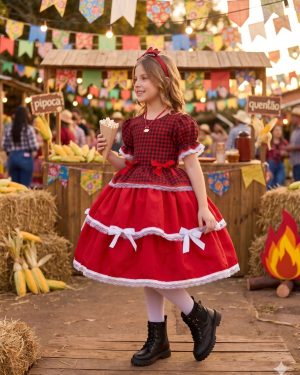 Vestido Junino Mimadine Luxo Fernanda Vermelho