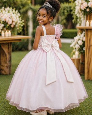 Vestido Infantil Longo Rosa Bebê Luxo Formaturas Daminhas