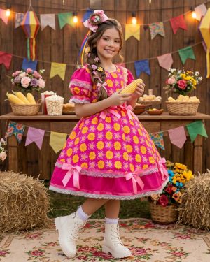 Vestido Junino Mimadine Luxo Maisa Pink