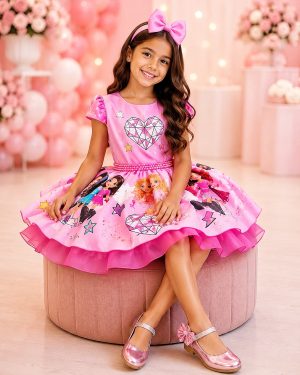 Vestido Infantil Rosa Chiclete Roblox Festas