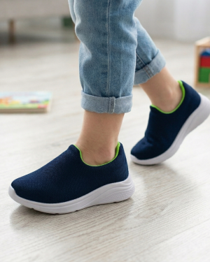 Tenis Infantil Menino Slip On Azul Confortável Calce facil