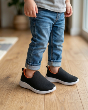 Tênis Infantil Menino Slip On Preto Confortável Calce facil