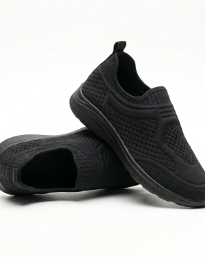 Tênis Preto Unissex Feminino Masculino Slip On Confortável Caminhada