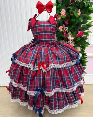 Vestido Marie Junino Luxo Xadrez Maria Clara