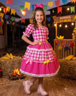 Vestido Junino Mimadine Luxo Beatriz Pink