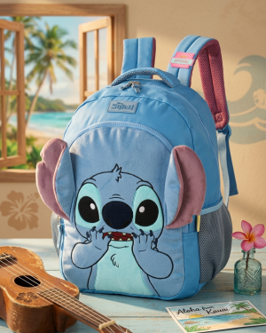 Mochila de Costa Stitch Orelhinhas Pelucia Azul