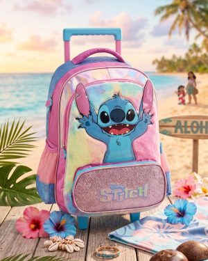 Mochila de Rodinhas Stitch Roxa