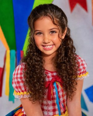 Vestido Infantil Festa Junina Xadrez Vermelho Colorido com Renda