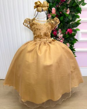 Vestido Mini Miss Longo Carol Dourado