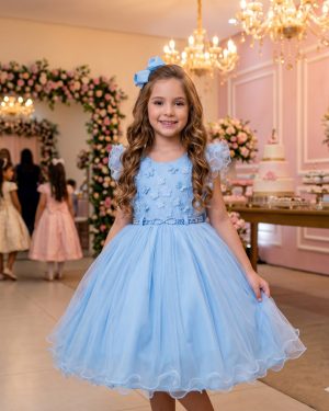 Vestido Infantil Menina Bonita Angelie Azul Bebe