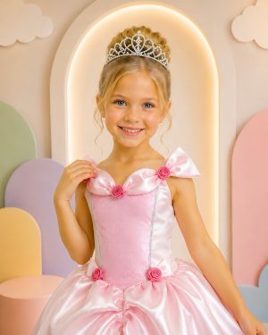 Fantasia Infantil Rosa Princesas Aurora Bela