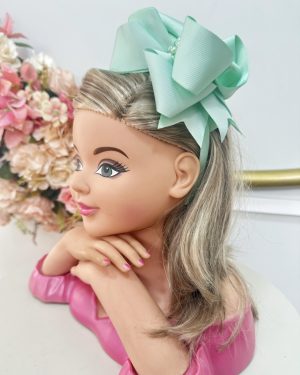 Tiara Infantil Verde Claro Maxx Nó Com Pérolas Luxo