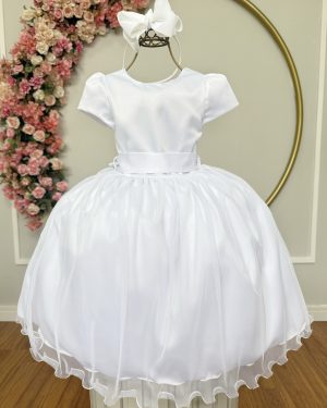 Vestido Infantil Branco Daminha Festas Luxo