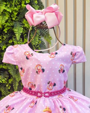 Vestido Infantil Rosa de Festa para Menina Estampado