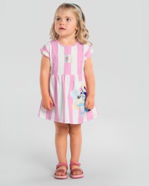 Vestido Bluey Menina Meia Malha Brandili