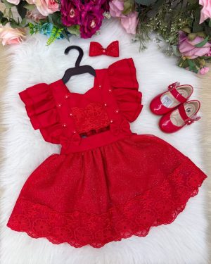 Romper/Vestido Princesa Belli Elisa Vermelho