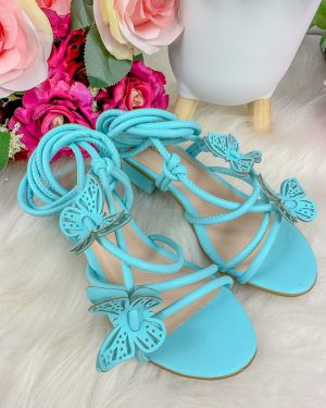 Sandalia Flor Di Mila Borboletas Azul de Amarrar