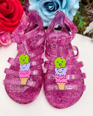Sandália Infantil Gladiadora Baby Sorvete Maxi Glitter Rosa
