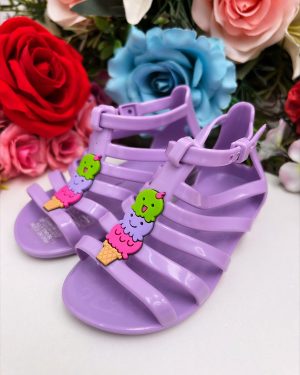 Sandália Infantil Gladiadora Baby Sorvete Maxi Glitter Lilás