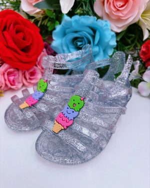 Sandália Infantil Gladiadora Baby Sorvete Maxi Glitter Prata