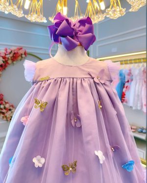 Vestido Infantil Lilás Jardim Encantado Luxo