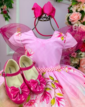 Vestido Infantil Temáticos da Gigi Fadas - Tinker Bell - Sininho Rosa