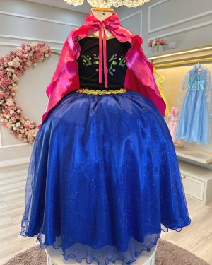 Fantasia Infantil Princesas Anna Frozen C/ Capa Luxo Festas