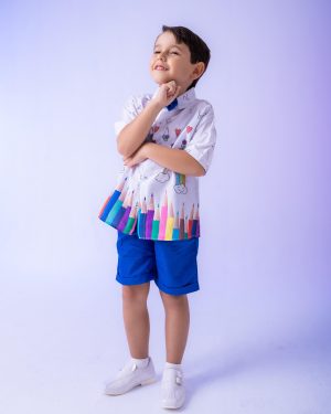 Conjunto Miss cherry Meninos - Lapis Aquarela Azul ABC