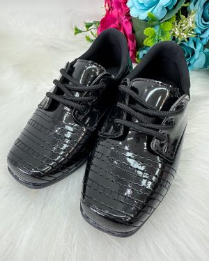 Sapato Social D Milan Preto Verniz Detalhes
