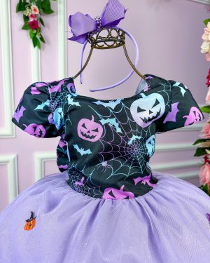 Vestido Fantasia Tematicos Kids Halloween Saia Lilas