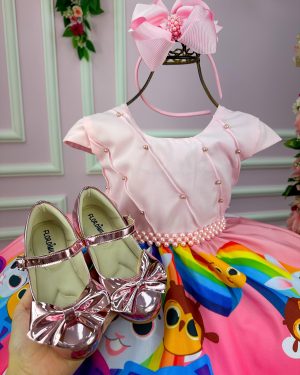 Vestido Infantil Temáticos da Gigi Peito Perolas Bolofofos - Bolo Fofos Rosa