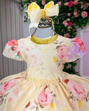 Vestido Menina Bonita Jardim Encantado Loise Amarelo
