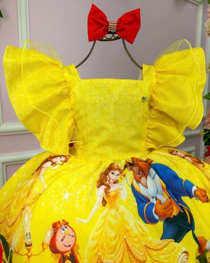 Vestido Temáticos Kids Princesa Amarela