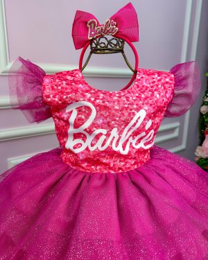 Vestido Ysa Kids Barbie Luxinho Pink