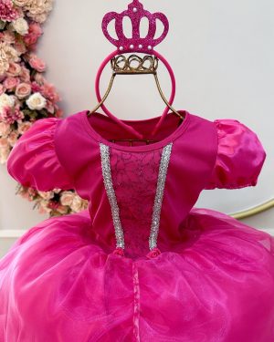 Fantasia Infantil Princesa Aurora Pink Tiara e Luva
