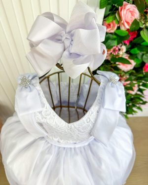 Vestido Marie Longo Branco Peito Rendado