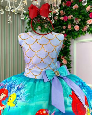 Vestido Infantil Temáticos Luxo Ariel - Sereia Modelo 2