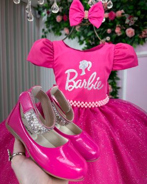 Vestido Tematico Mimadine Barbie Pink Glitter