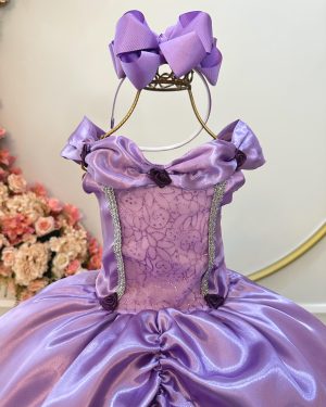 Fantasia Infantil Princesas Sofia e Rapunzel Lilás